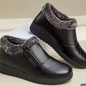 Women's Black Fur-Lined Ankle Boots